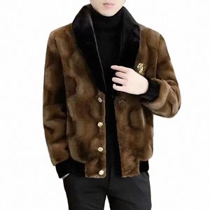 La nouvelle veste européenne d'extérieur pour hommes Imitati Sable Parkas Manteau Fiable d'âge moyen Imitati Mink Veet Vêtements d'hiver l2pJ #
