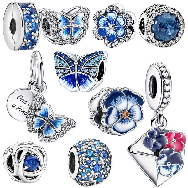 Le nouveau populaire 100% 925 Sterling Silver Charm trois couleurs étanchéité charme papillon pendentif Pandora Bracelet femmes bijoux à bricoler soi-même cadeau