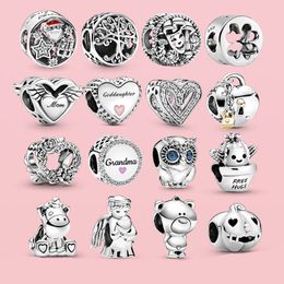 De nieuwe populaire 100 % 925 Sterling Silver Pendant Owl Family Spectrum Charm Bead is geschikt voor primitieve Pandora -armband Vrouwen DIY sieraden