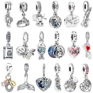 Le nouveau pendentif de guitare classique à breloque en argent sterling 925 populaire convient au bracelet et au collier pour femmes, bijoux à bricoler soi-même, accessoires de mode