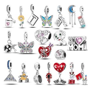 El nuevo popular diseñador de plata de ley 925 original pandora bead diy accesorios cupidos amor en forma de corazón colgante perla