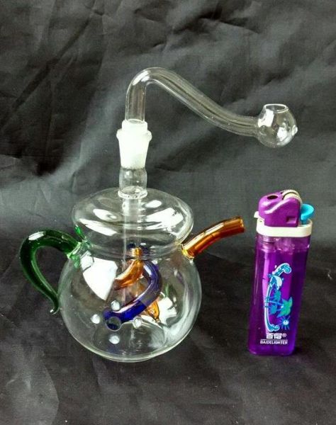 El nuevo tipo de tetera Hookah, Bongs de vidrio al por mayor Tuberías para quemadores de aceite Tuberías de agua Tuberías de vidrio Plataformas petroleras para fumar Envío gratis