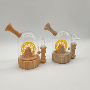 La nouvelle chicha en silicone unique de 6,30 pouces de haut Modélisation de la roue à eau narguilé conduites d'eau en silicone bangs en verre bong dab rig plates-formes pétrolières cigarette de tabac