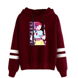 Le plus récent Comic Hisoka Sweats à capuche pour hommes Femmes Sweatshirts Automne Dessin animé Hunter Garçons Filles Harajuku Sweat à capuche Casual Pulls rouge foncé Y1109