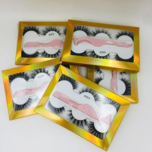 Le plus récent Faux cils 3d cils de vison 3 paires de cils épais Faux 3D vrais cils de vison avec une pince à épiler dans la boîte 6styles DHL Free