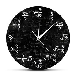 The Nines Math Reloj de pared Número 9 Math Reloj moderno Reloj de pared Ecuación matemática El reloj de 9s Fórmulas Arte de pared matemático Y20012719
