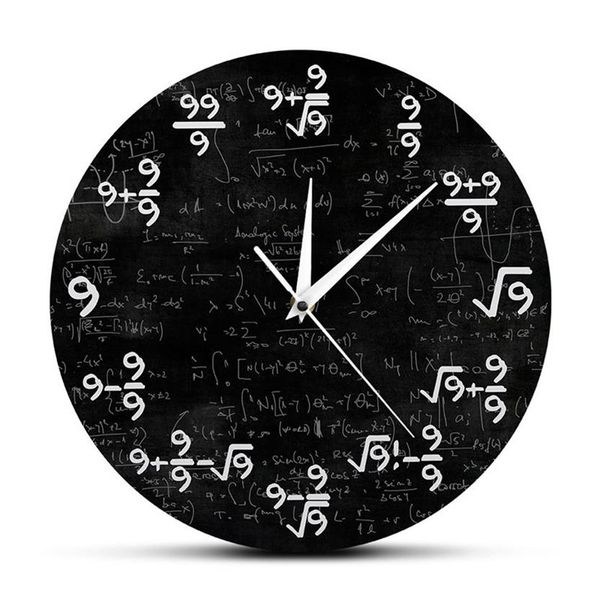The Nines Math Horloge murale numéro 9 Math Horloge moderne Montre murale Équation mathématique L'horloge des formules 9s Art mural mathématique Y20011829