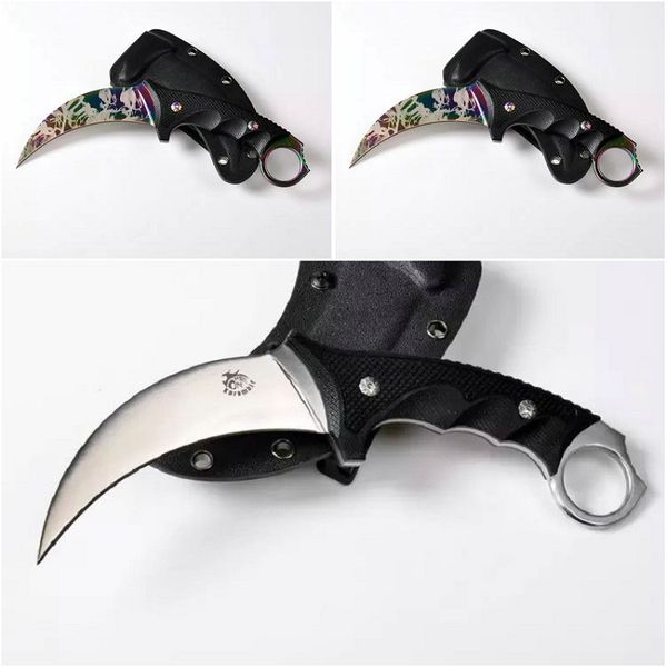 THE ONE COLD STEEL 49KS Tiger Karambit Griffe Couteau à Lame Fixe AUS-8 Tactique Chasse Survie Couteau de Poche Sauvetage Militaire EDC avec K Gaine