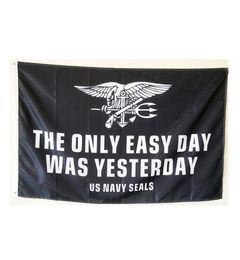 El único día fácil fue ayer Banner Flag US Navy Seals Military USA 3x5 Feet Decoration Banners al aire libre 7076070