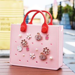 The Orange Guy Casual Beach Bag Summer Eva Travel Picnic Tote For Women Holes Fit Charms Waterproof Fashion Handtas Outdoor 240328