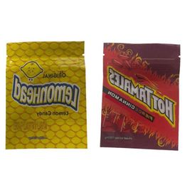 De originele Lemonhead mylar-pakketzakken 1000MG leeg plastic Citroenpakket Hot Tamales FIERCE taaie verpakking Tawpc