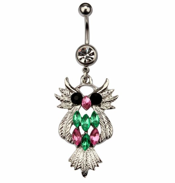 YYJFF D0196 (1 couleur) le hibou 003-01 nombril anneaux pendants accessoires mode charme lapin CZ 10 pièces/lot