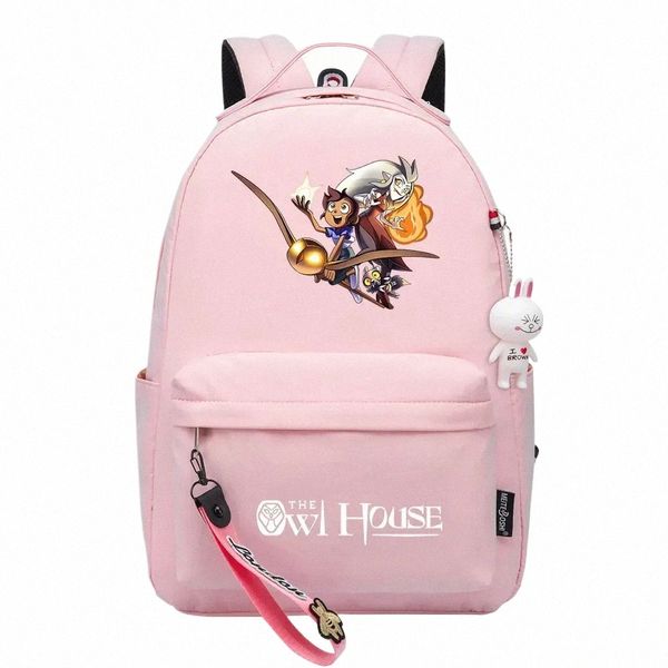 La casa del búho Kawaii Niños Niñas Niños Bolsas de libros escolares Mujeres Mochila Adolescentes Lona Mochila de viaje para computadora portátil d0oJ #