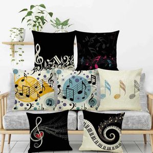 The Piano Notes Theme Pillow Case 17 Styles Digital Printed Kussensloop Muziek Opmerking Jazzy Decoratie Kussens Liene Kussenhoes