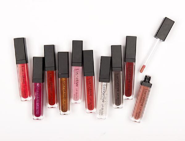 Hot New Minerals Lucrative Lip Gloss 10 colores High Shine Liquid Lipsticks Natural de larga duración Lipgloss Maquillaje Mayoristas Envío gratis