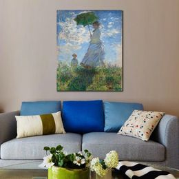 De Promenade vrouw met een parasol Claude Monet schilderij handgemaakte olie reproductie landschap canvas kunst hoge kwaliteit