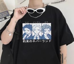De beloofde Neverland anime t -shirt mannen vrouwen kawaii tee emma norman ray yakusoku no manga tops unisex t shirts6497142