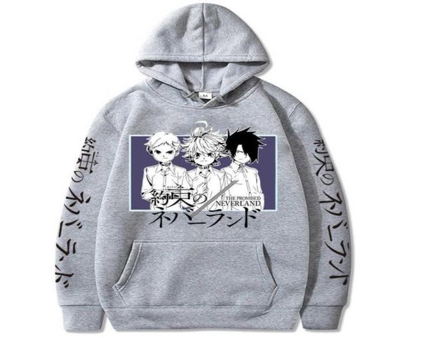 The Promised Neverland Sweat à capuche Harajuku Norman Ray Emma Imprimer Sweat à capuche Casual Loog Sleeve Street Style Sweat à capuche unisexe années 90 X5405251