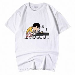 Camiseta divertida de The Queen Band Freddie Mercury para tocar el Piano para hombre, camiseta Hip Hop Rock Hipster de manga corta con cuello redondo, camiseta Cott c020 #
