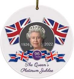 Pendentif en platine de la reine Elizabeth II, décoration suspendue en céramique pour commémoration du jubilé, WLY935