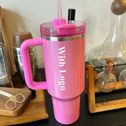 THE QUENCHER H2.0 Tasses 40OZ Cosmo Pink Parade Gobelets Tasses de voiture isolées Gobelet Termos en acier inoxydable Cadeau de Saint Valentin Rose Sparkle 1: 1 Logo G0131