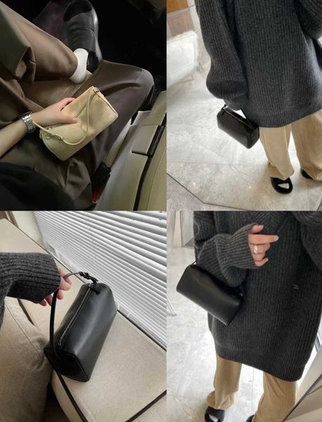 Le sac de stylo à feuilles de vache R000ow1 a inversé le sac sous bras en daim des années 90 sac en cuir carré sac à main 231205