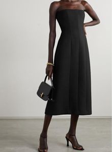 The * Row 2024 Designer's Temperament: Strapless Mid Length Dress, Small Black Jurk, Formal Dress for Women