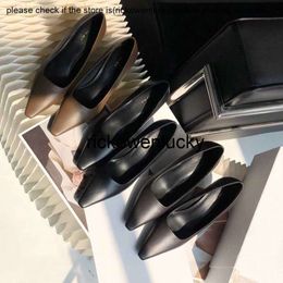 the row 23 Spring/Summer The * row Women's Shoes New Style Pointed Toe Shallow Cut High Heels Single Shoes Genuine Leather Work Slim Heels Comfortable Commuter Shoes K5Z0