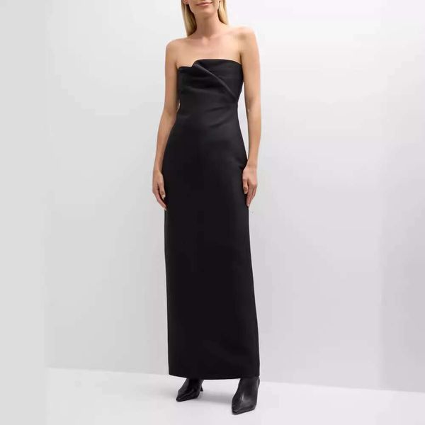 The Row 24 Robes haut de gamme pour femmes printemps/été avec soutien-gorge plis drapés sans bretelles et robe longue trapèze cintrée à la taille