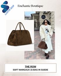 The Row Sac Soft Margaux 15 Botes de grande capacité Lady Handbag Park Park Tote Leather Luxury Women Designer Camdem Flat Spap Strap Fermeure Margaux 15 Terrasse Purse