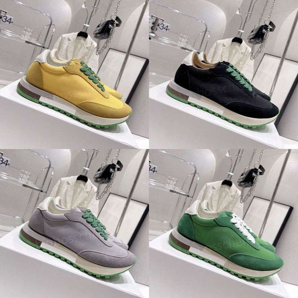 The Row Casual meilleure qualité Top Shoes Low Shoes Womens Sports Running Shoes Designer Classic New British Style Lace Up Le cuir Panneau épaisses Souges Antisiskide Rettrage