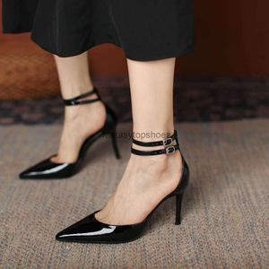 The Row Childrens Small Shoes TR Design Sense High Talèled Crowd 2022 New Style Belt Sandals Hollow Point Single Shoes Femme Iy5c