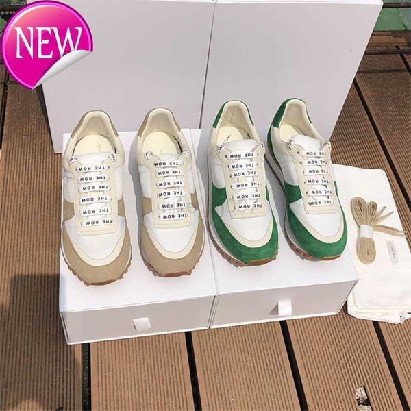 The Row Conforting Training Patchwork Patchwork Best Quality Shoes en cuir Forrest Gump Jogging Jogging Sports Lace Up Casual