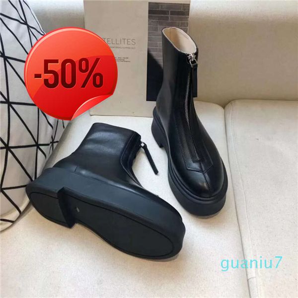 Los zapatos de diseñador de filas de la fila Boots Chelsea Boots Flat Flat Boot de arranque de cuero suave Patrete Slip-On Tacones de bloque redondos para mujeres Factory 8F7A