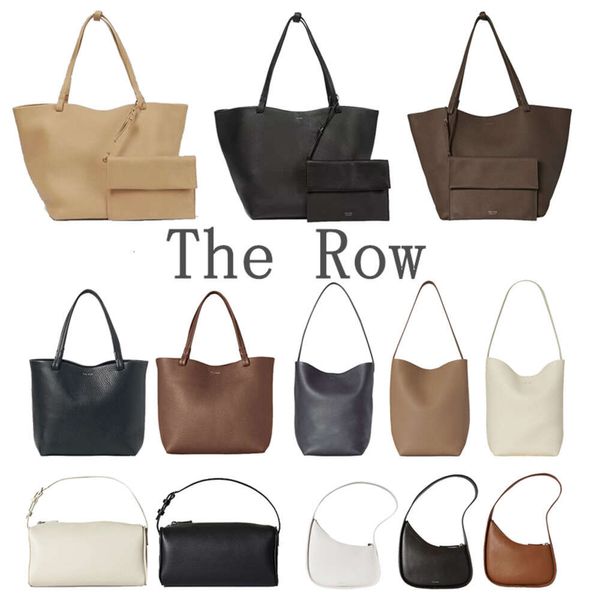 The Row Designer Bolsa de hombro Half Moon Park Tote Bag Luxurys Bolso Tienda Tienda Caja de almuerzo Bolsas de cubo Hombre Real Cuero Pochette Crossbody Embrague Satchel Shopper Bag Gfwer