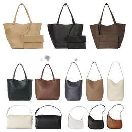 The Row Designer Bolsa de hombro para mujer Half Moon Park Tote Bag Luxurys Bolso Tienda Tienda Caja de almuerzo Bolsas de cubo Hombre Real Cuero Pochette Crossbody Embrague Satchel Shopper Nuevo