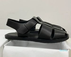 Les chaussures de femmes pêcheurs en rangs sandales lisse nappa bracelet sans couture en cuir noir lait 35-39 original