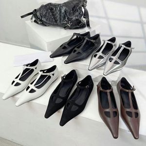 The Row flat Topkwaliteit Puntige tenen schapenvacht Mary Jane schoenen loafers dames Ballet sandaal Luxe designer Jurk schoenen Fabrieksschoeisel 69LP