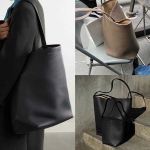 The Row Head Layer Koeienhuid Dames Tote Bag met Litchi Patroon, Junior Hoogwaardig, Grote Capaciteit Woon-werkverkeer Eén Schouder Emmer Tas 231218