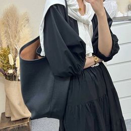 The Row-Bolso de mano de cuero para mujer, bolsa de gran capacidad, pequeño, minimalista, Popular, ParkTote, patrón de Litchi, bolso de hombro, 240125