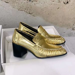 The Row Leather TR Designer Leather Rai Loafer Pumps Softs Mandis de luxe Chaussures High Talon Elegant Stracts chaton Talons Slippers Size35-40 5ypo
