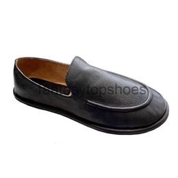 The Row Lefu TR Dress Designer High shoes shoes edition Leather simple loafer Doudou slip on flat sole casual shoes 2024