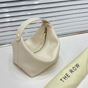 The Row Lunch Box Bag 2023 New Cowhide Niche Design haut de gamme Feel Handbag Women's Leather Handsbag 240328