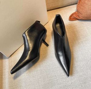 The Row – bottes de styliste Coco Romy pour femmes, bottines à talons en cuir, à la mode, en peau de vache, à bout pointu, 23-24, nouvelle collection