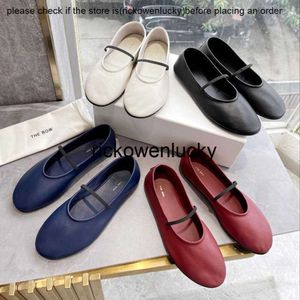 La rangée nouvelle The Row Small Ballet Flat chaussures Round Head Cuir Soft Mouth Bouche peu profonde Mary Jane Single Chaussures Femme Vrgh