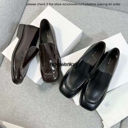 the row shoes French style The * Row minimalist one step patent leather loafers womens leather soft square toe low heeled small leather shoes high quality high quality