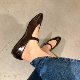 Los zapatos de fila de diseño de nicho de nicho de la boca franca Mary Jane Shoes Low Heel Square Head Single Shoes Flan Women's LSL9