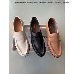 the row shoes Pure original The * row shoes Spring and summer new fashion leather single shoes casual leather shoes eel skin Slip-on shoe women high quality MH77