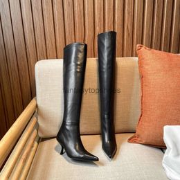 The Row Shoes Romy Boots Designer Boot Coco Women Tr mode cuir en cuir talons Boties Rows Cowskin Point Toe Botie Taille 35-42 VAC4