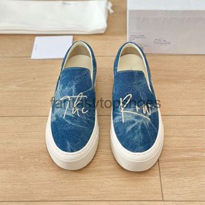The Row Shoes Sneakers Casual TR Womens Edition Lofer Designer Limited Fashion Luxury Luxe Bottom Denim Blue Toile lavée Loueurs Broidered